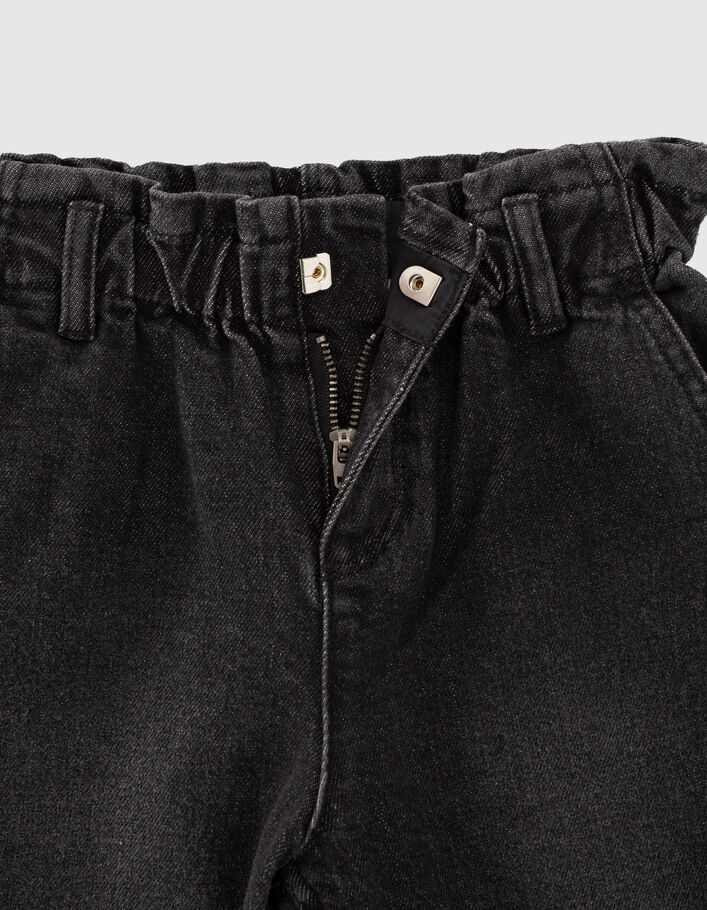 Girls’ used black paperbag jeans with side bands - IKKS