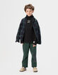 Jogging verde bolsillo bimaterial niño-2