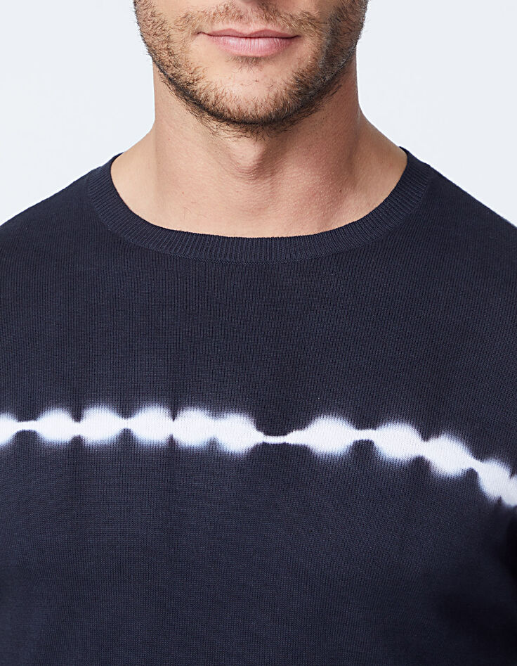 Pull indigo avec rayure effet tie and dye Homme-4