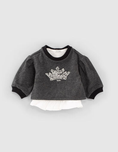 2-in-1 zwart sweater, ecru T-shirt babymeisjes - IKKS