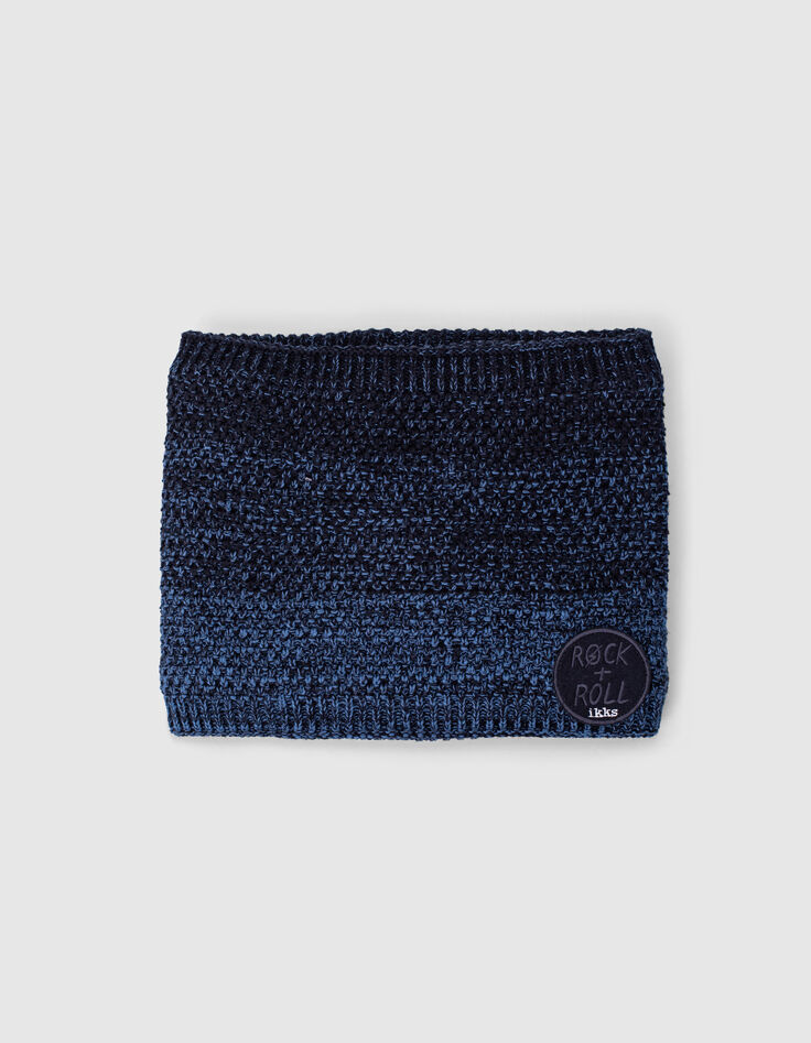Snood bleu foncé et noir tricot deep dye garçon -1 Snood bleu foncé et noir tricot deep dye garçon -1