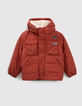 Jungen-Anorak, ziegelrot, gefüttert,  Recyclingmaterial-1