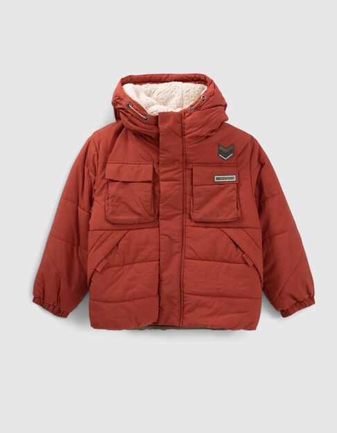 Jungen-Anorak, ziegelrot, gefüttert,  Recyclingmaterial - IKKS