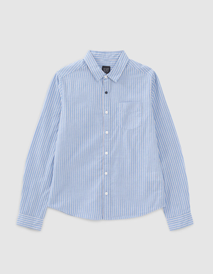 Boys’ ecru shirt with blue stripes-1