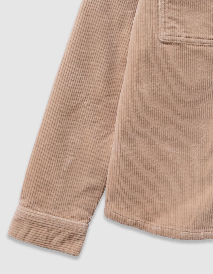Beiges Jungen-Oberhemd Rippstrick Druckknöpfe-5 Beiges Jungen-Oberhemd Rippstrick Druckknöpfe-5