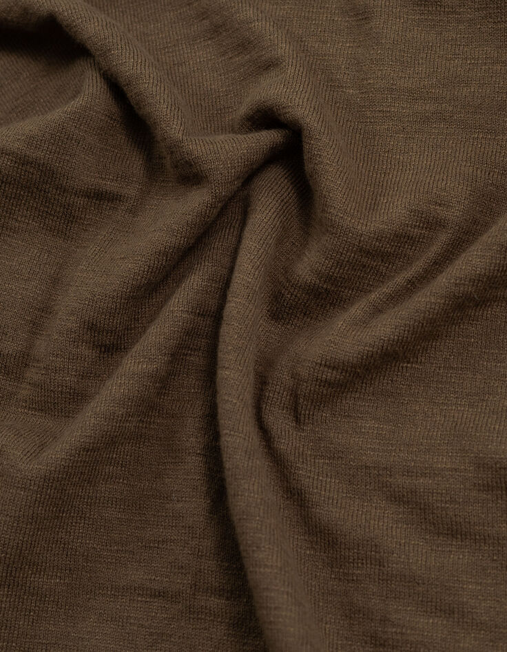 Herrenpullover, khaki, Biowolle, Feinstrick, Tunikakragen-6