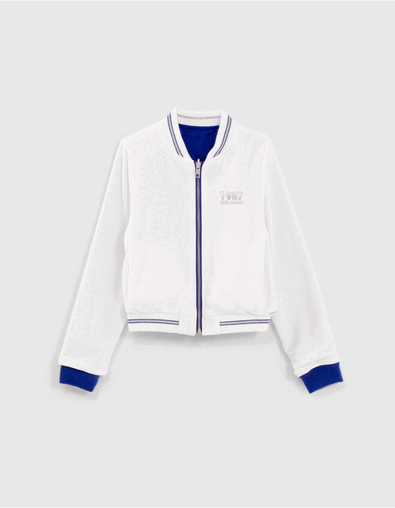 Bomber reversible azul y blanco bordado ni&ntilde;a - IKKS