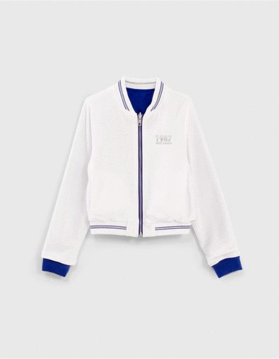 Girls’ white and blue reversible bomber jacket - IKKS