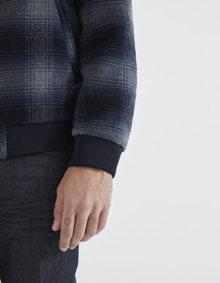 Blouson marine forme bomber à carreaux Homme-6