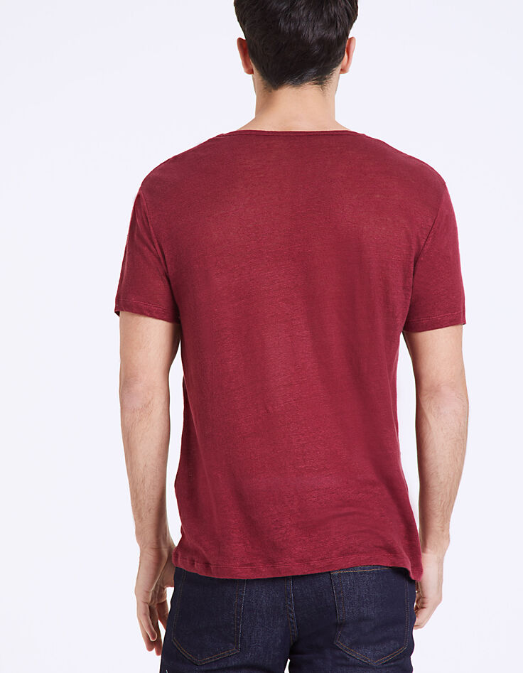 Tee-shirt vermillon en lin Homme -4