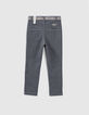 Pantalon gris anthracite maille à ceinture rayée garçon -3