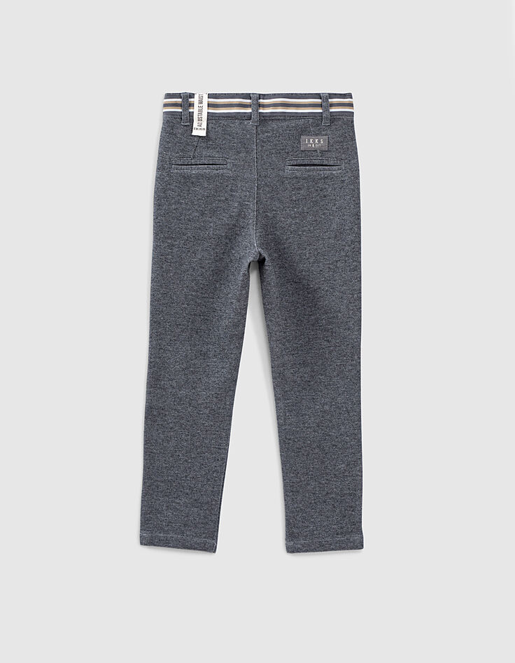 Pantalon gris anthracite maille à ceinture rayée garçon -3