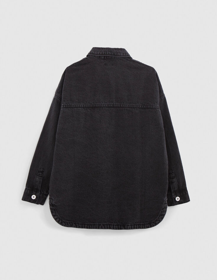 Chemise en jean gris waterless poches plaquées fille-6
