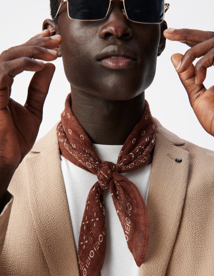 Donkerbeige seersucker colbert TRAVEL SUIT Heren-4