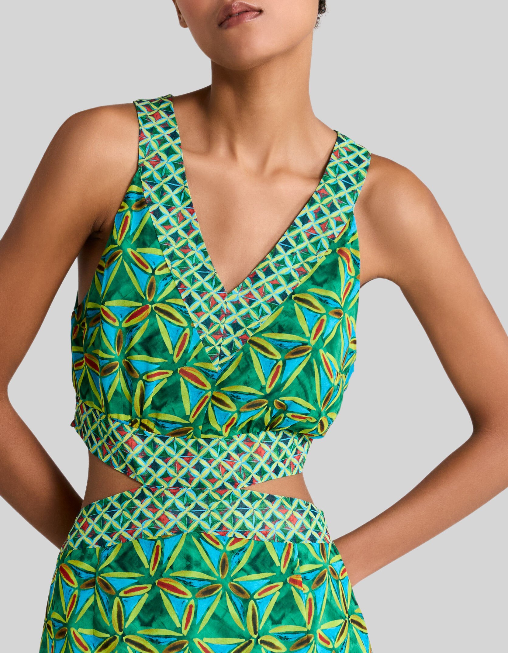 Robe verte matiere recyclee imprimee Femme IKKS