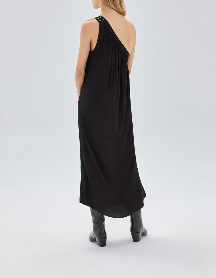 Pure Edition-Robe longue noire asymétrique Femme-4