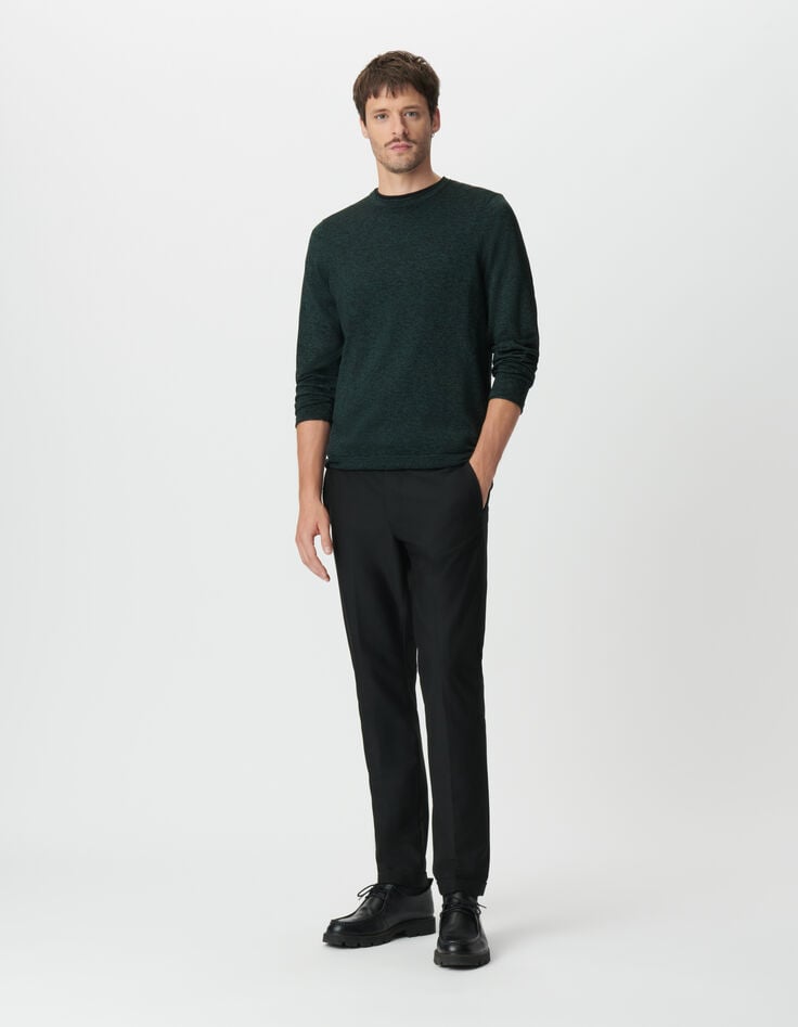 Pull vert tricot mouliné Homme-2 Pull vert tricot mouliné Homme-2