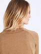 Cárdigan punto tricot camel de lino algodón mujer-5