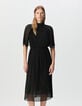 Vestido negro gasa plisada largo midi mujer-6 Vestido negro gasa plisada largo midi mujer-6