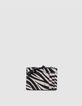 1440 Banker ecru canvas cardholder with zebra pattern Women-2