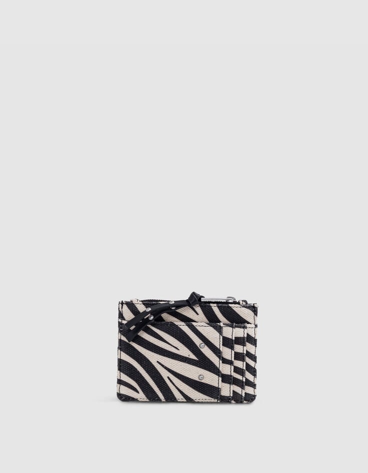 1440 Banker ecru canvas cardholder with zebra pattern Women-2 1440 Banker ecru canvas cardholder with zebra pattern Women-2