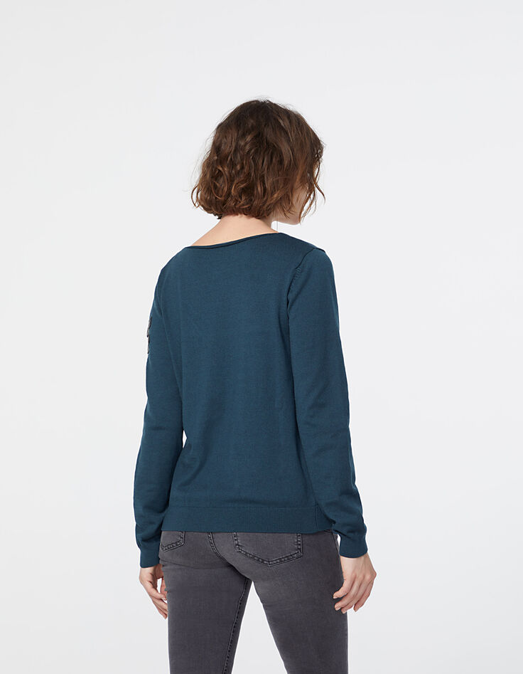 Pull maille tricot prusse bijoux esprit militaire femme-3
