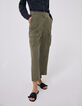 Khaki Damencargohose mit hohem Bund aus Lenzing™ Lyocell™-1