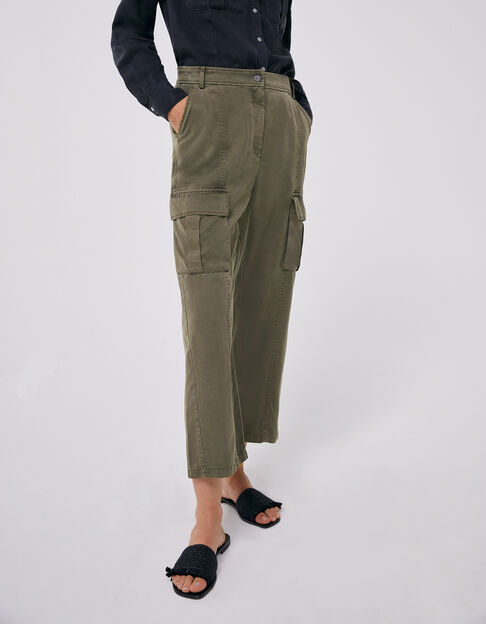 Women’s khaki Lenzing™ Lycocell™ cargo trousers - IKKS