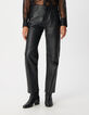 Pantalon droit en cuir noir Femme-2