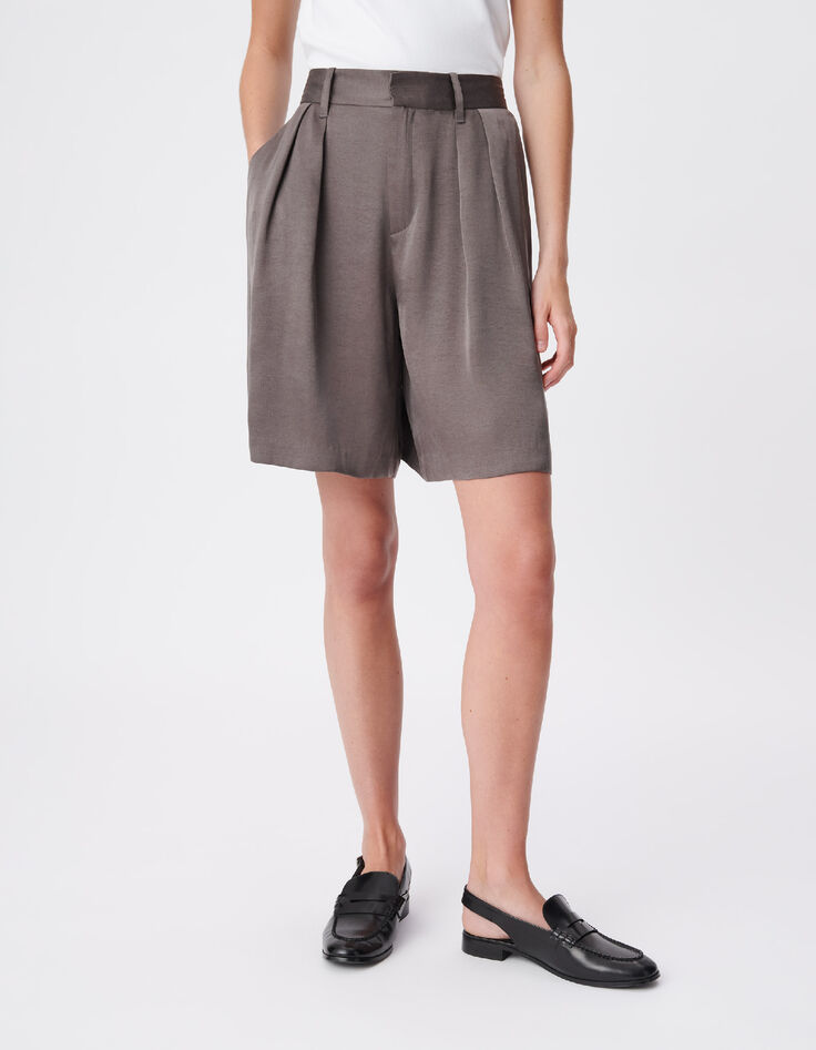 Dames Lyocell&reg; grijze mix getailleerde bermuda-2