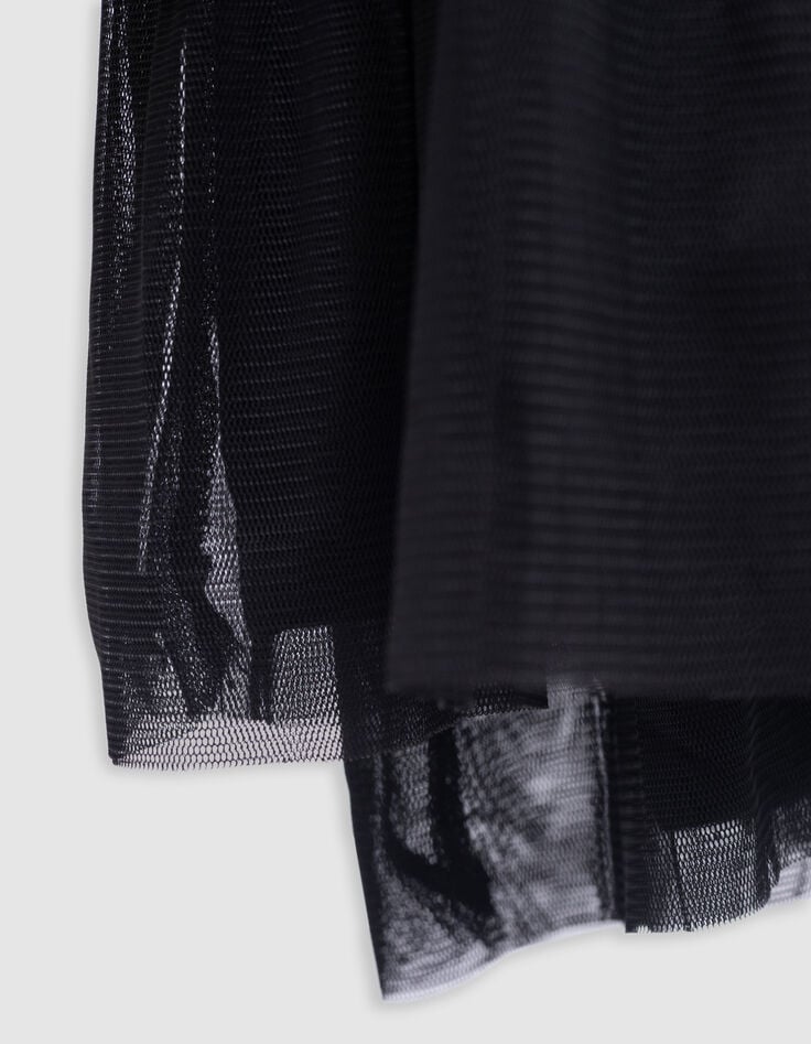 Robe grise bi-matière jupon tulle fille-6 Robe grise bi-matière jupon tulle fille-6