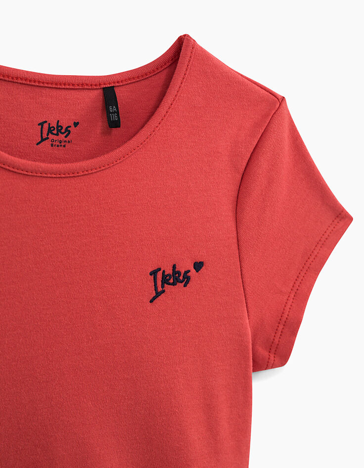 Robe orange foncé à taille élastiquée fille-2