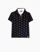 Boy’s black peace and love print polo shirt-3