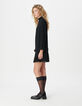 Robe courte noire pliss&eacute;e avec ceinture &agrave; &oelig;illets Femme-5