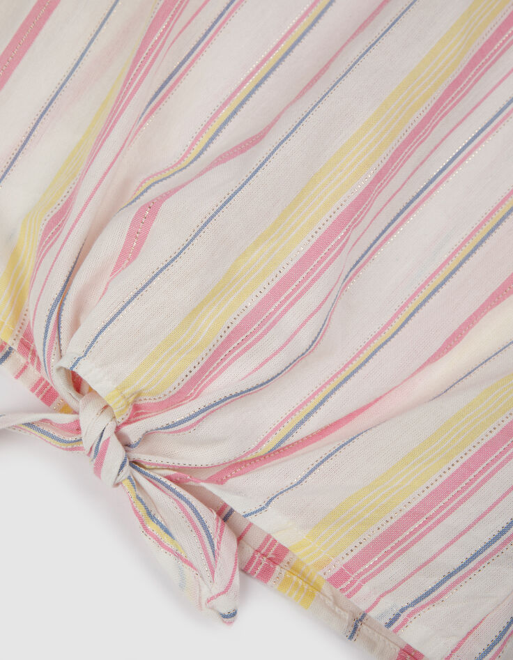 Roze gestreepte blouse geknoopt aan de kant  meisjes-3