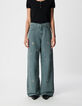 Edie Damesjeans met hoge taille en blauwe wijde pijpen met eyelet-dessin-2