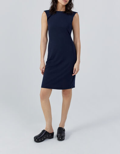 Women’s blue backless dress with braid - IKKS
