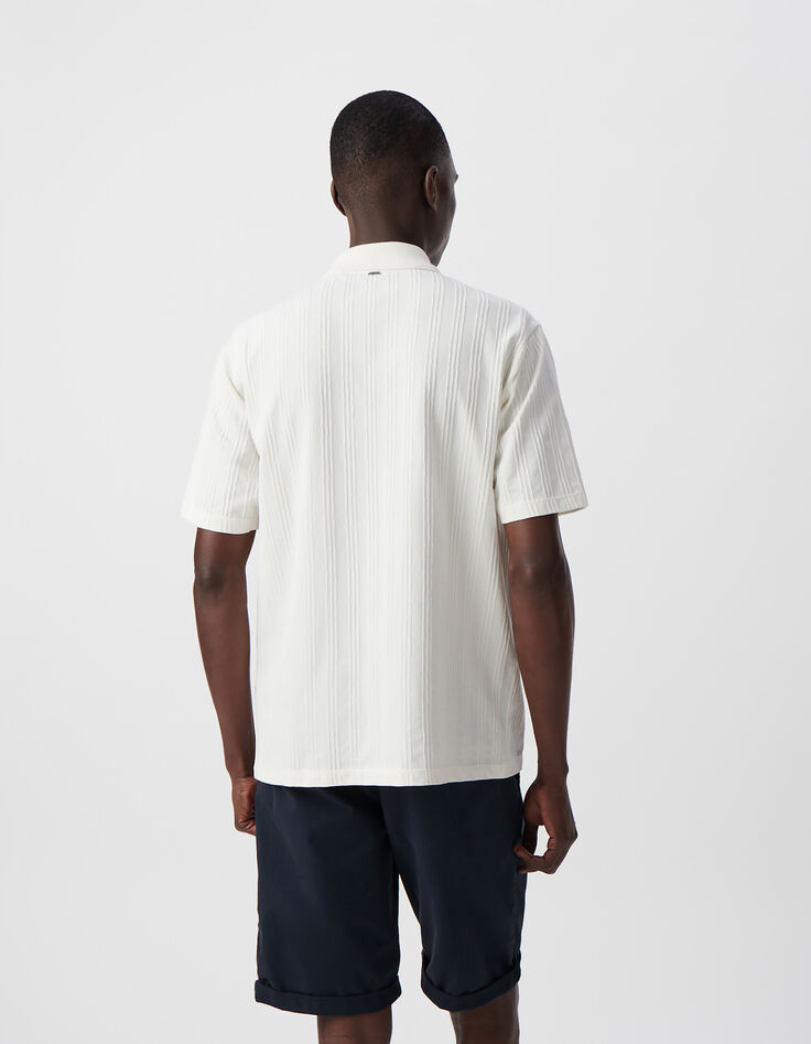 Camisa SLIM blanco roto punto rayas hombre-3