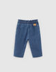Medium blue jeans gevoerd strik-ceintuur babymeisjes-3