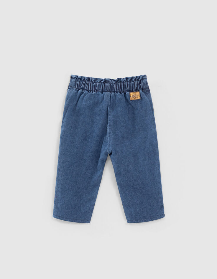 Medium blue jeans gevoerd strik-ceintuur babymeisjes-3