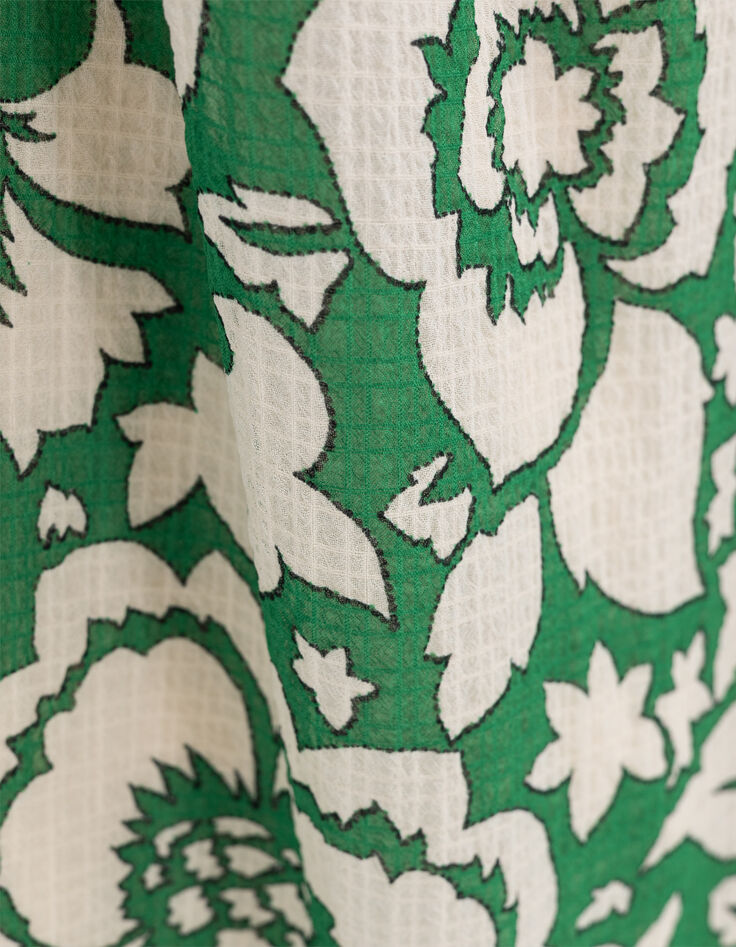 Robe longue verte imprimé maxi tropical Femme-8