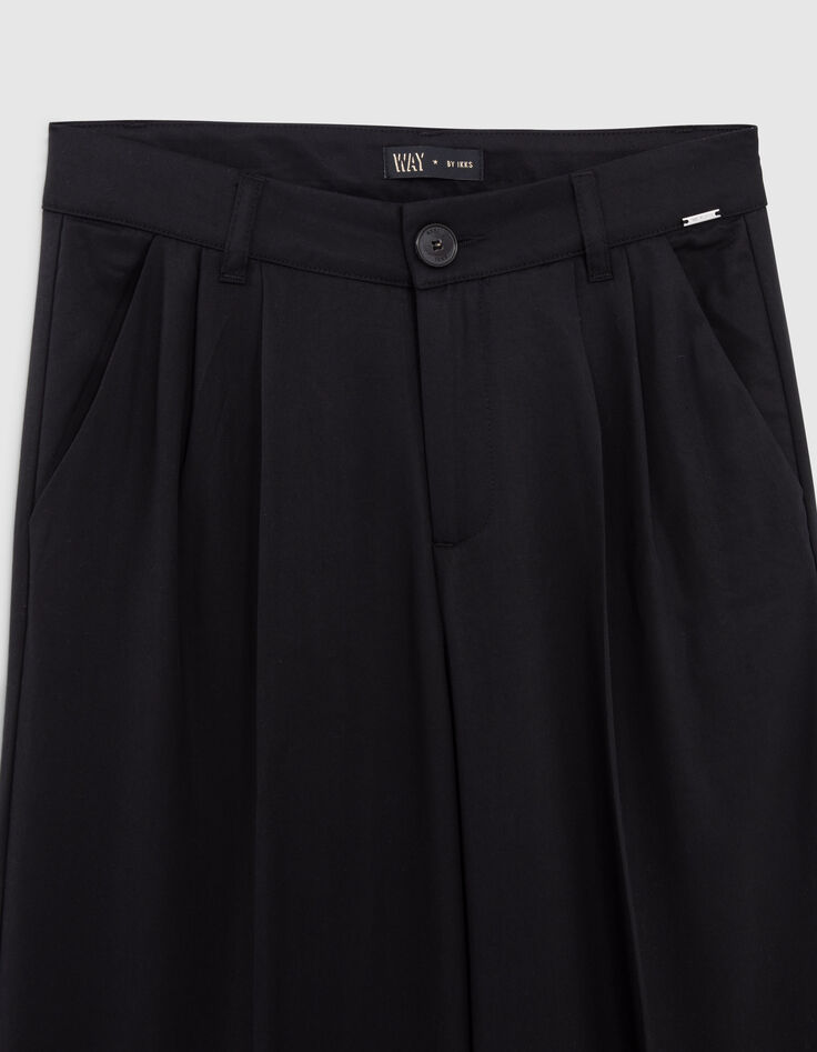 Girls’ black Lyocell® wide trousers with darts-3