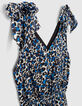 Vestido lazo gasa leopardo negro azul mujer-3