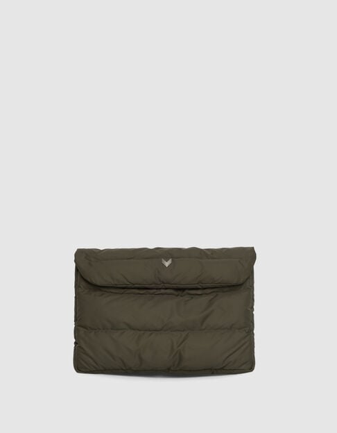 Pochette ordinateur kaki nylon matelassé Femme - IKKS