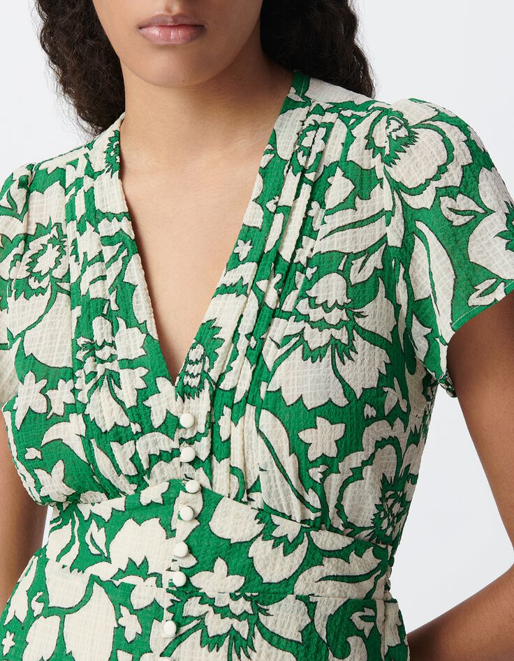 Robe verte imprim&eacute; maxi tropical Femme-5