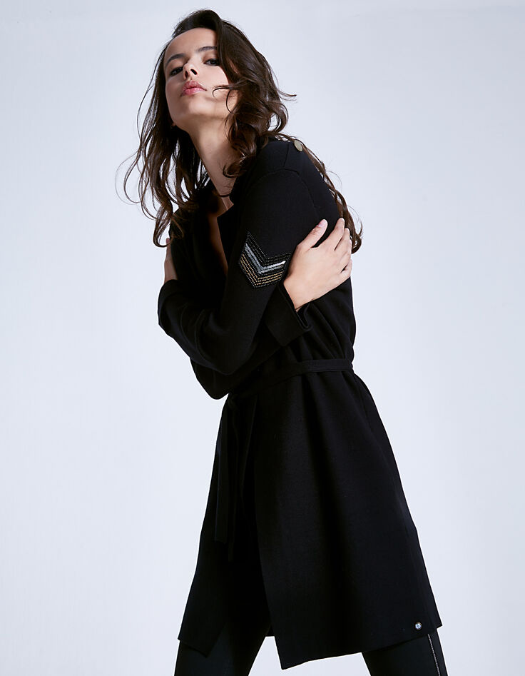 Manteau long tricot femme-1