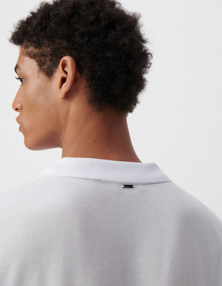 Polo blanc en coton modal Homme-5
