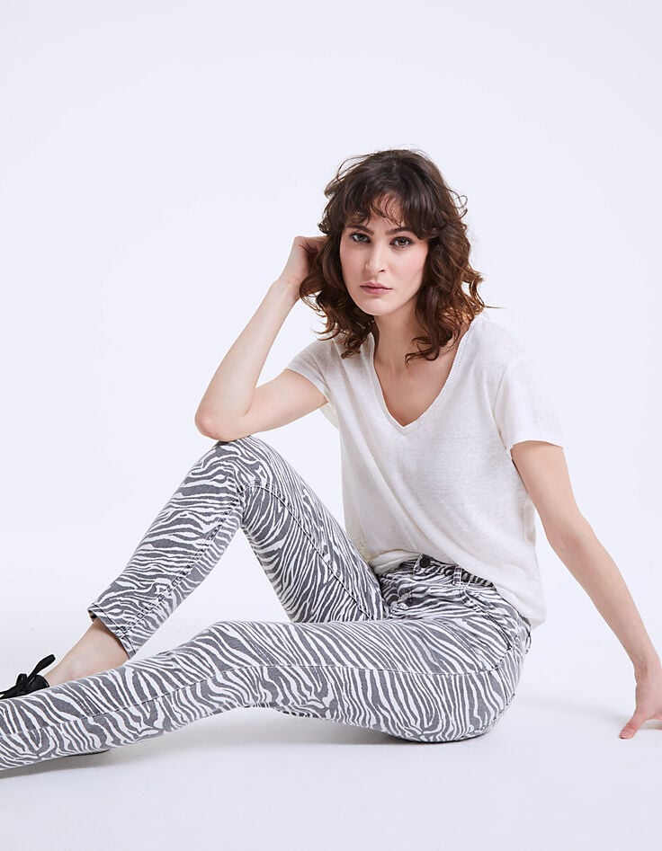 Sculpt-up-Damenjeans, Slim-Fit mit Zebraprint-1