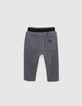 Pantalon gris ceinture bord-côte rayé bébé garçon-3