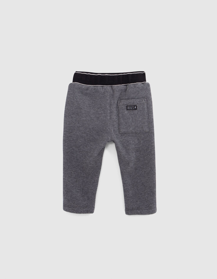 Pantalon gris ceinture bord-côte rayé bébé garçon-3